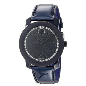 Movado Bold Crystal Blue Leather Watch